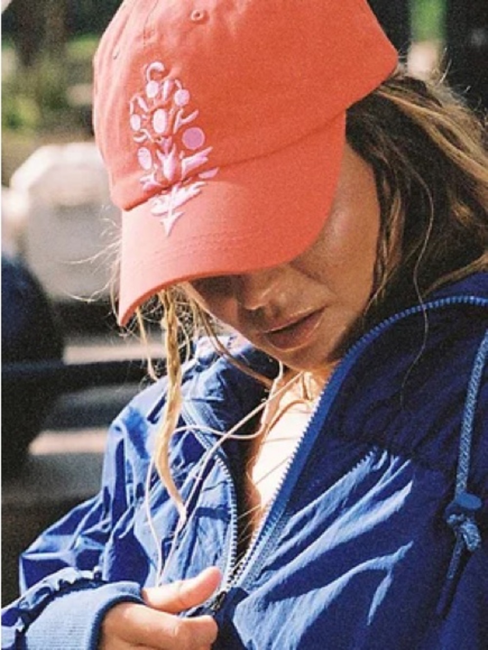 FP Movement by Free People Coral Pink Embroidered Baseball Cap